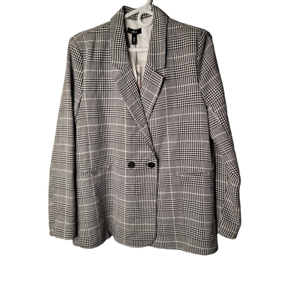 Aqua Size 14 Womens Blazer Black White Houndstooth Career Jacket NWT